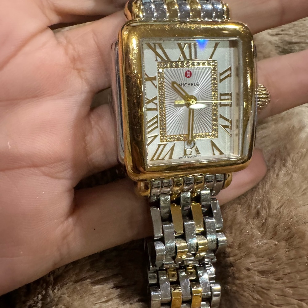 Michele Two-Tone Gold and Silver Watch - Picture 8 of 14